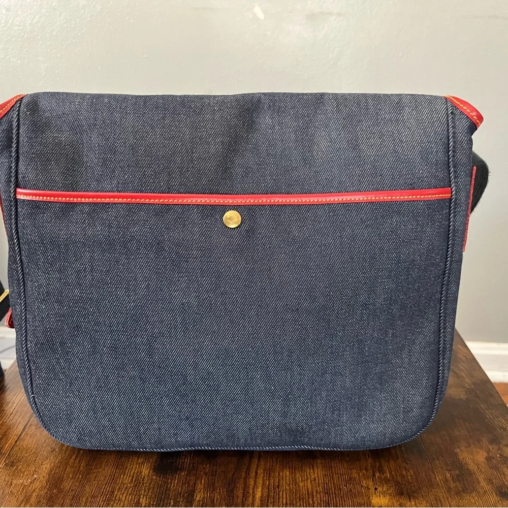 Dooney & Bourke vintage Denim Messenger Bag with Red Trim - Picture 2 of 9